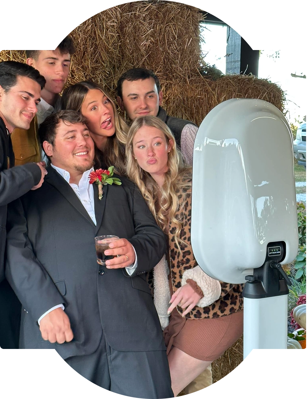Group of friends taking a fun selfie.